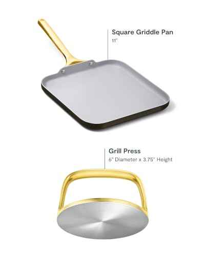 11" Non Stick Square Griddle Pan and 6" Grill Press Duo