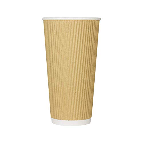 20oz Ripple Insulated Coffee Hot Cups [500 Count] Kraft Double Poly Lined Paper Hot Cup