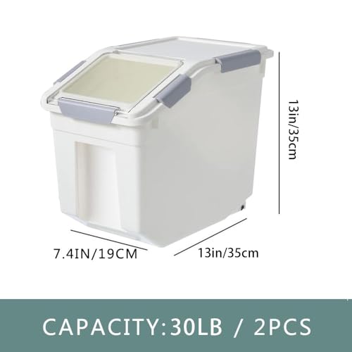 30lb Food Storage Container with Scoop with Handle & Wheels (2 Count)