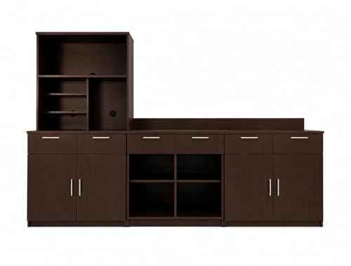 3 Door Breakroom Hutch Cabinet with Microwave Space