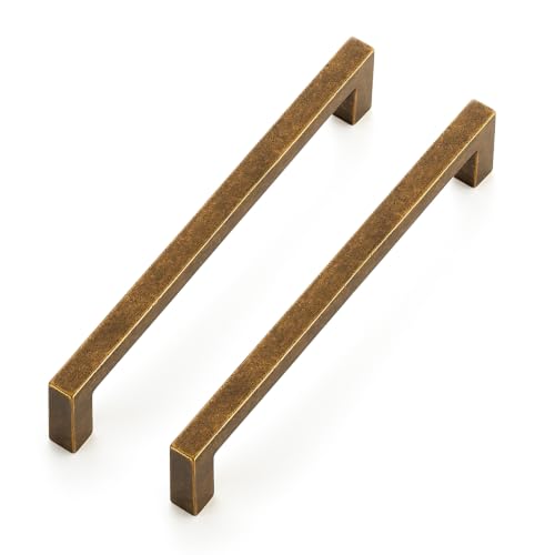Antique Brass Cabinet Handles Solid Cabinet Pulls 5 Inch CC 10 Pack (10 Count)