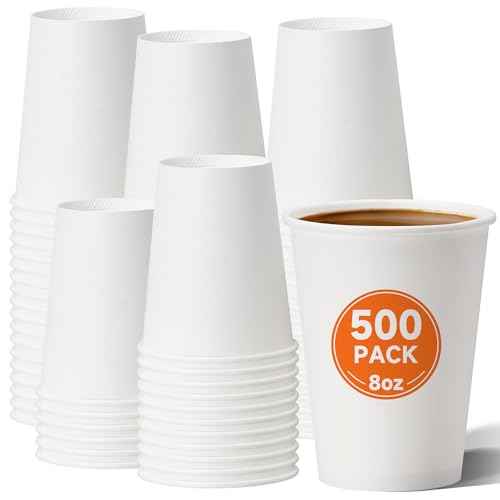 500 Pack 8 oz Disposable Paper Coffee Cups (500 Count)