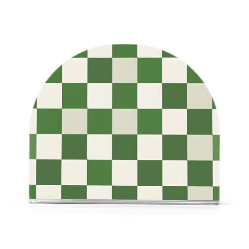 Green White Checkered Pattern Napkin Holder for Table Paper Napkins Holder Acrylic Tissue Dispenser Kitchen Dining Room Bathroom Party Car Decor
