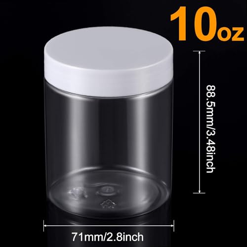 6 Pack 10 oz Plastic Jars Containers with Lids Wide (6 Count)