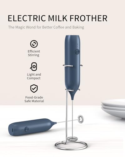 Rechargeable Milk Frother Handheld with Stand