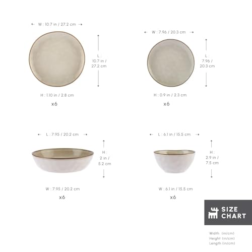 Aria Reactive Stoneware Plates & Bowls Sets (24 Count)
