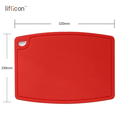 Thick Silicone Cutting Board 12.6'' x 9.1'' Juice Grooves Easy Grip Handle Dishwasher Safe