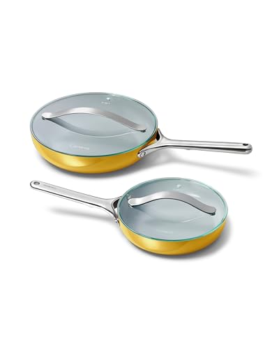 Ceramic Fry Pan Duo with Glass Lids