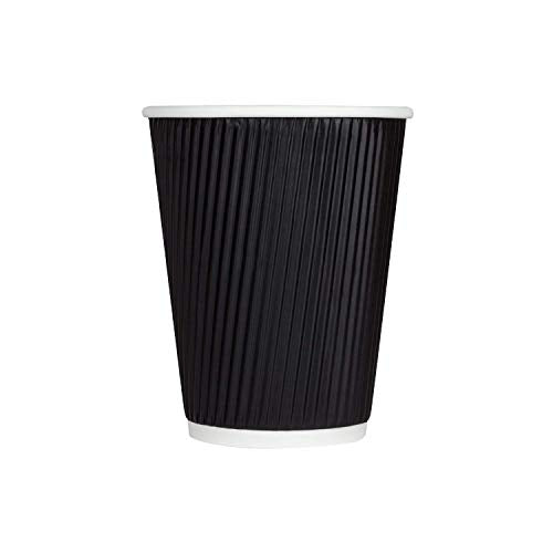 12 oz Ripple Insulated Coffee Cup [500 Count] Black Disposable Paper Hot Cup