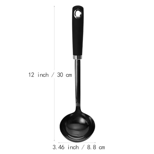12 Inch Black Stainless Steel Soup Ladle