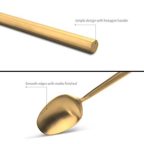 Matte Gold Silverware Set Hexagon Handle 60
