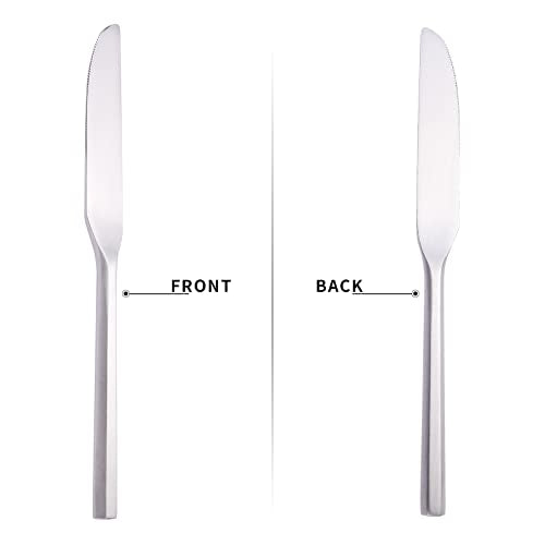 Matte Silverware Set Silver Flatware Set with Hexagon Handle 20 Pieces 18 (20 Count)