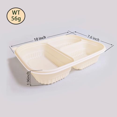 30 Pack of 3 Compartment Disposable Biodegradable containers (30 Count)