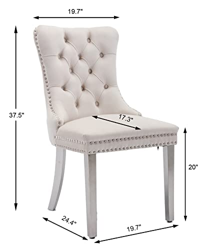 Beige Velvet Dining Chairs Set of 4 (4 Count)