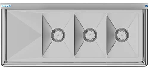 SC101410 12L3 3 Compartment Stainless Steel NSF Commercial Kitchen Sink with 1 Drainboard