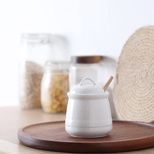 Ceramic Honey pot with Lid and Honey Dipper
