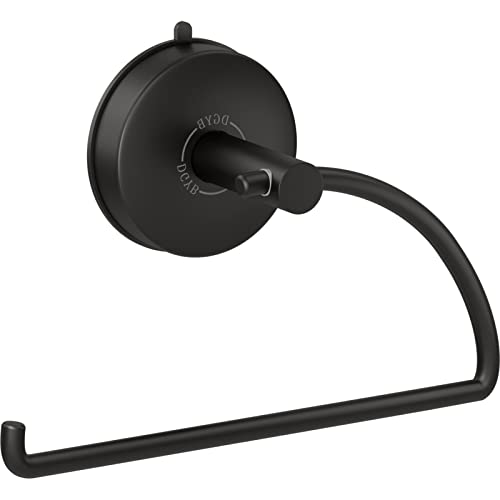 Suction Cup Hand Towel Ring Black Hand Towel Holder for Bathroom Wall SUS 304 Stainless Steel Kitchen Towel Hanger