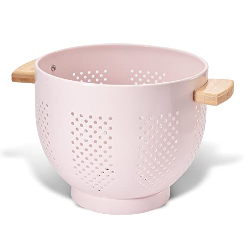 Metal Colander with Wood Handle and Stable Base