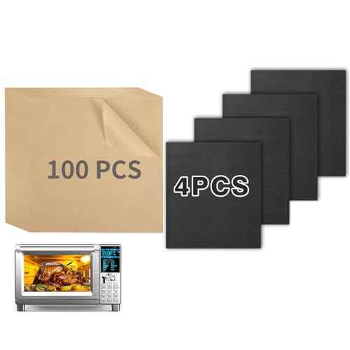 100pcs Parchment Paper and 4pcs Teflon Mat for Nuwave 30 QT Air Fryer Oven (104 Count)