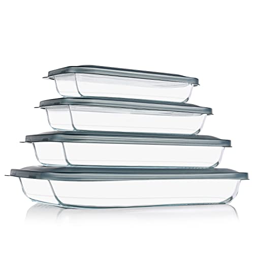8 Pieces Glass Baking Dish with Lids (8 Count)