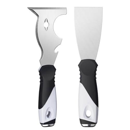 2-Pack 10-in-1 Putty Knife, Stainless Paint Scraper, Wood Tool