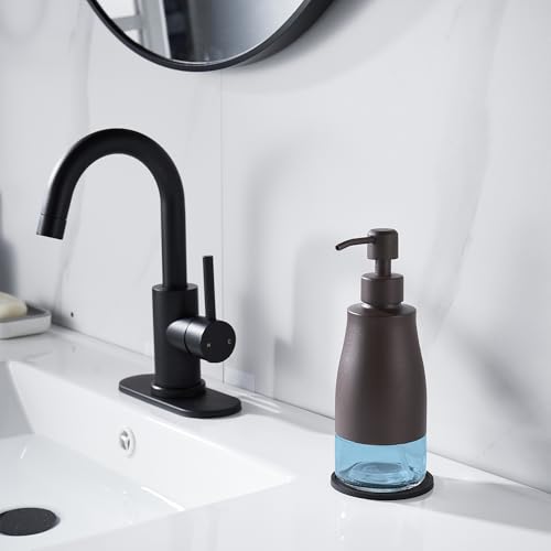 Matte Brown Soap Dispenser with Coaster & Stickers