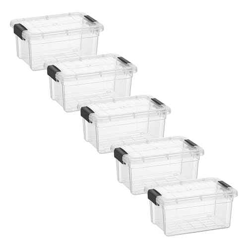 1.85 Quart Clear Plastic Storage Boxes with Lids (5 Count)