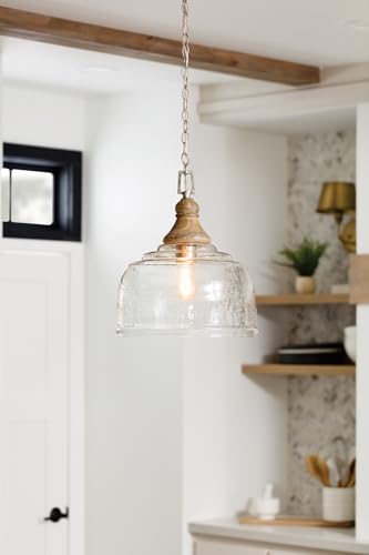 Capital Lighting 330318YG Julian Coastal Style Clear Organic Rippled Glass Dome Pendant