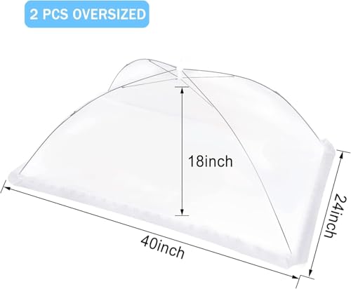 2Pcs 40x24 Extra Large Mesh Food Cover Tent for Outside