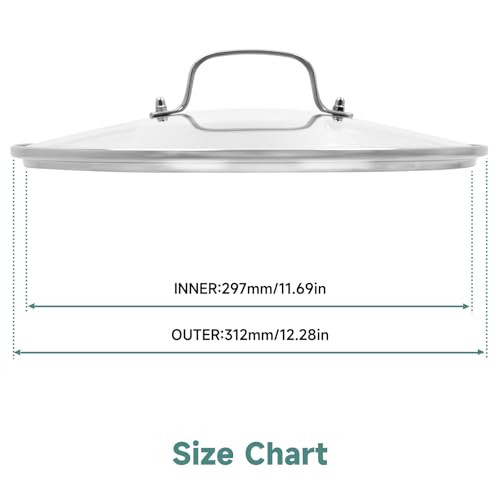 12 IN Glass Lid with Stainless Steel Handle for Frying Pan