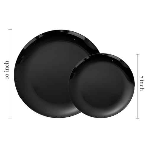 60 PCS Black Plastic Plates (60 Count)