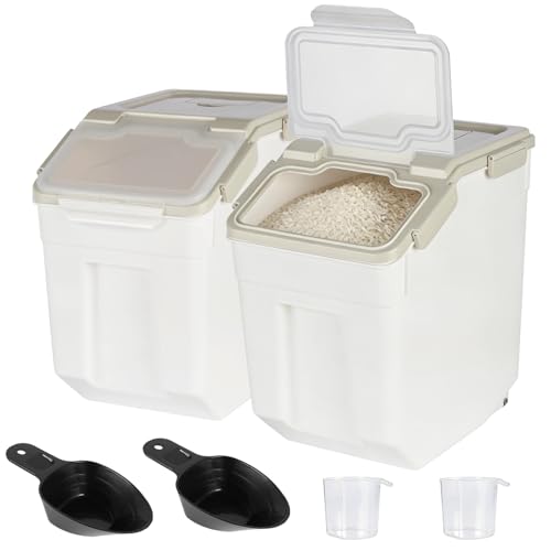 50 Pound Large Food Grade Container for Rice Flour Sugar (2 Count)