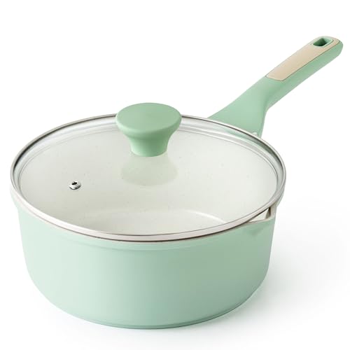 Ceramic Nonstick Saucepan with Double Pouring Spout