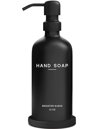 Black Glass Hand Soap Dispenser Bathroom Set by Brighter Barns
