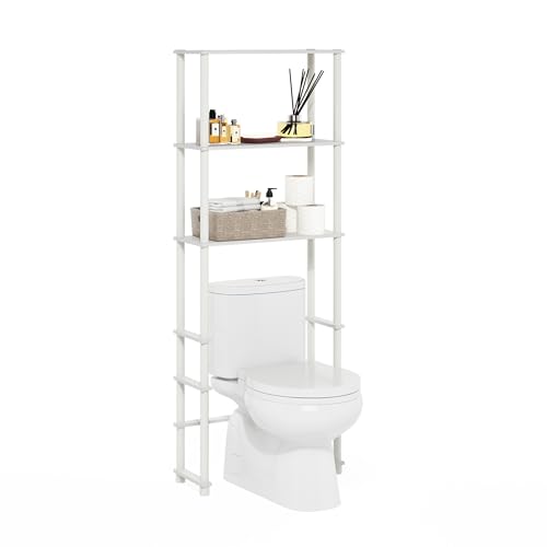 Turn-N-Tube Over The Toilet Storage, 3-Shelf Over The Toilet Organizer, Freestanding Space Saver Bathroom Shelf, for Bathroom Organizers and Storage, White