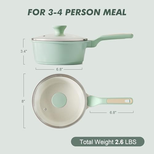 2.5 QT Ceramic Nonstick Saucepan with Lid