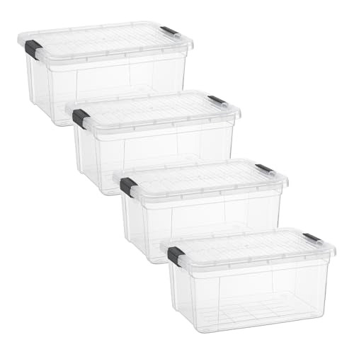 11 Quart Clear Plastic Storage Boxes with Lids (4 Count)