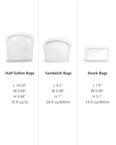 4 Pack Seal Top Silicone Food Storage Bags Microwave Oven Safe (4 Count)