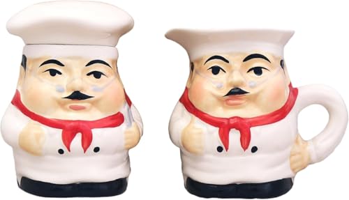 Fat Chef Hand Painted Ceramic Cream and Sugar Set