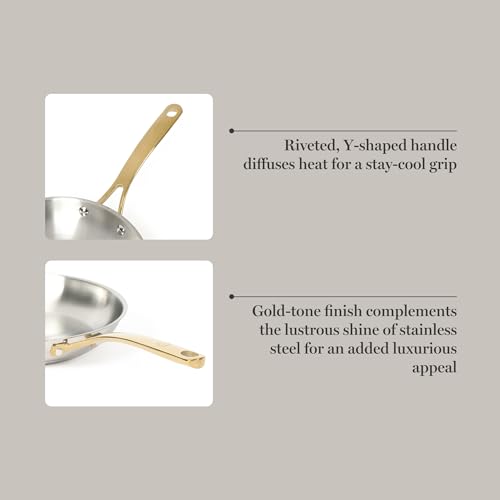 Castelle 12 Inch Stainless Steel Frying Pan with Gold