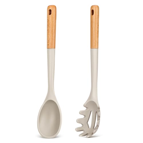Silicone Pasta Fork and Cooking Spoon Set