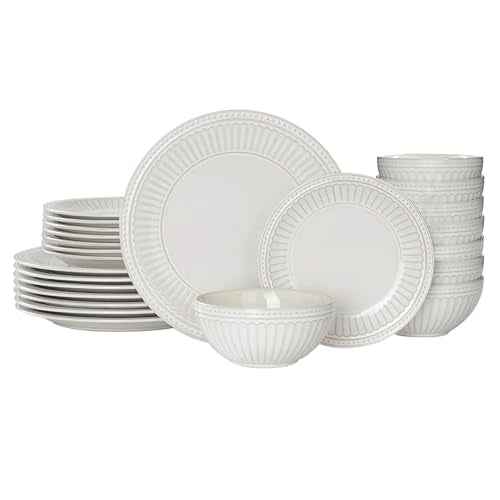 Ceramic Plates and Bowls Sets (24 Count)