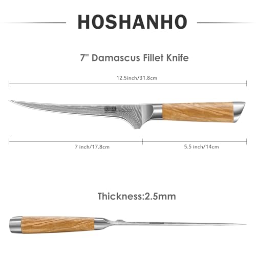Damascus Fillet Knife 7"