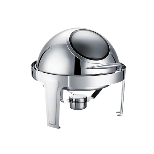 Round Chafing Dishes Full Size Chafer 6 Quart Food Buffet Warmer with Roll Top Lid Professional