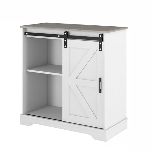 Sliding Barn Door Buffet Sideboard Storage Cabinet Coffee Bar Kitchen Farmhouse Style