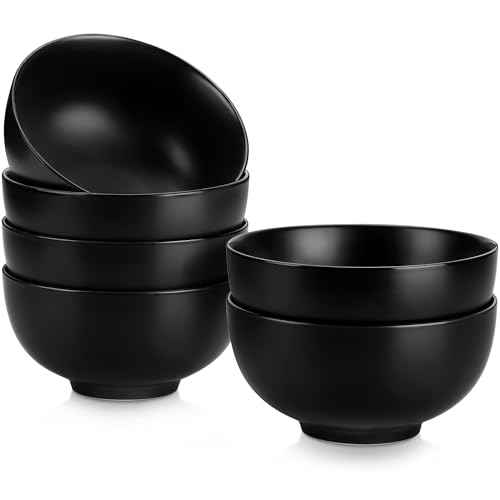 26 Oz Black Ceramic Bowls Set of 6 (6 Count)