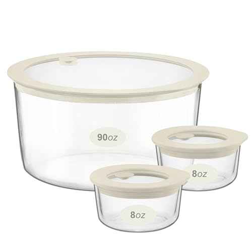Glass Food Container Set with Glass Lid (3 Count)
