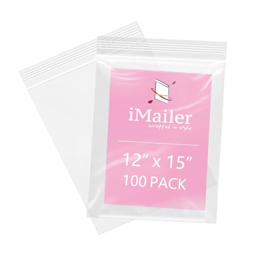 100 Pcs 12" x 15" Large Plastic Zip Poly Bags (100 Count)