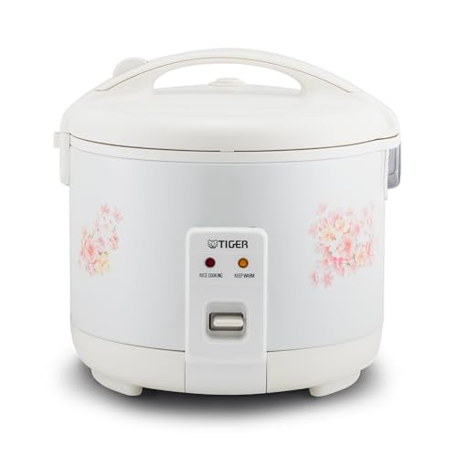 JNP-1500-LF 8 Cup Capacity White Rice Cooker with Non-Stick Inner Pot, Retractable Power Cord, and Keep Warm up to 12 hours (Flower)