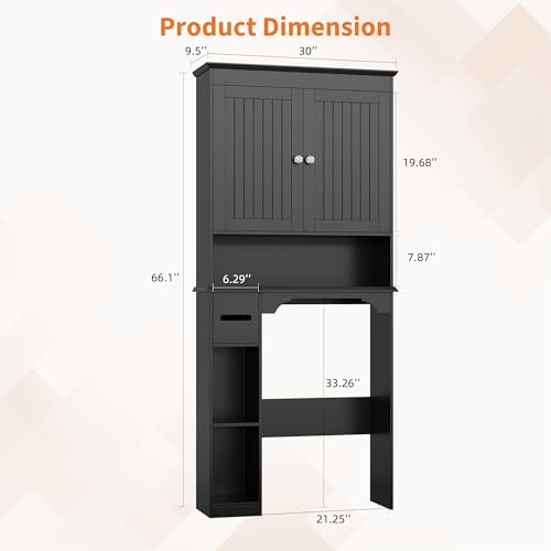 23.6 Inches Wide Toilet Rack with Over The Toilet Storage Cabinet
